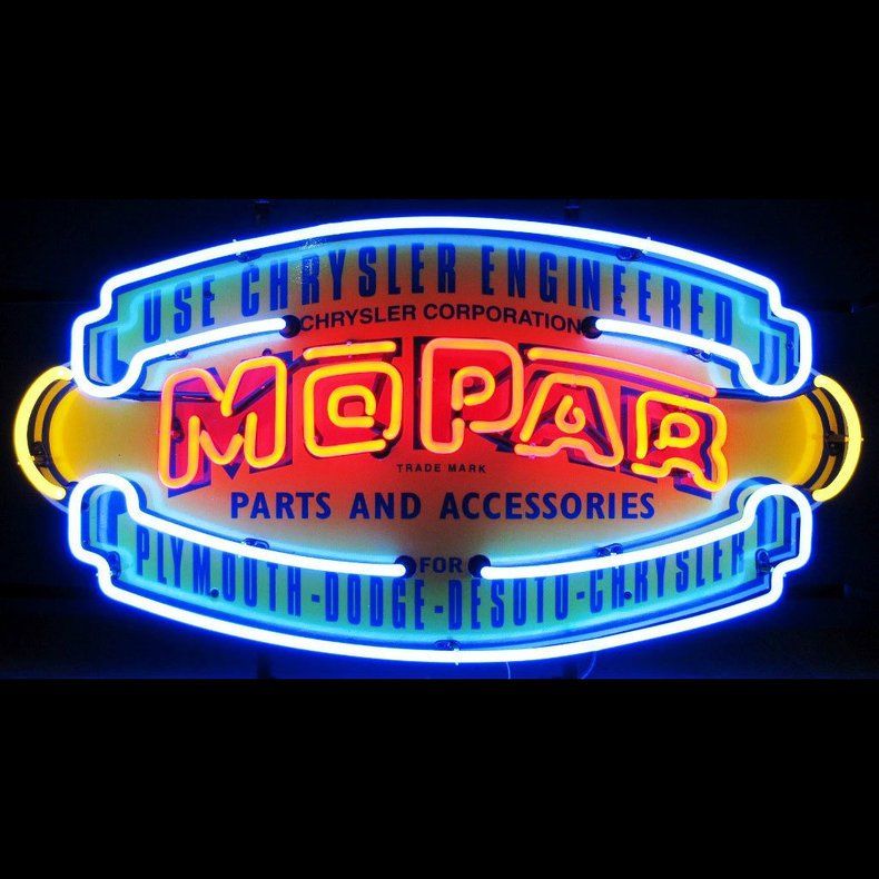 NV-700-0124 Mopar Vintage Shield Neon Sign 17" Tall x 32" Wide x 4" Deep -  Everything Neon