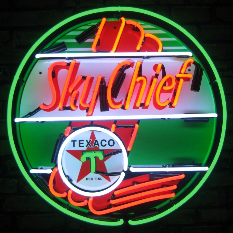 Texaco Sky Chief Neon Sign 24" Tall x 24" Wide x 4" Deep