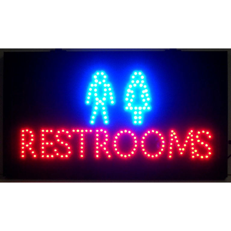 Restrooms Led Sign 12" Tall x 24" Wide x 1" Deep
