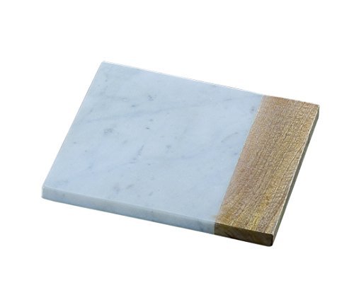 Picture of Creative Home 74806 8 in. Taj Elite Creamy White Marble with Mango Wood Square Board