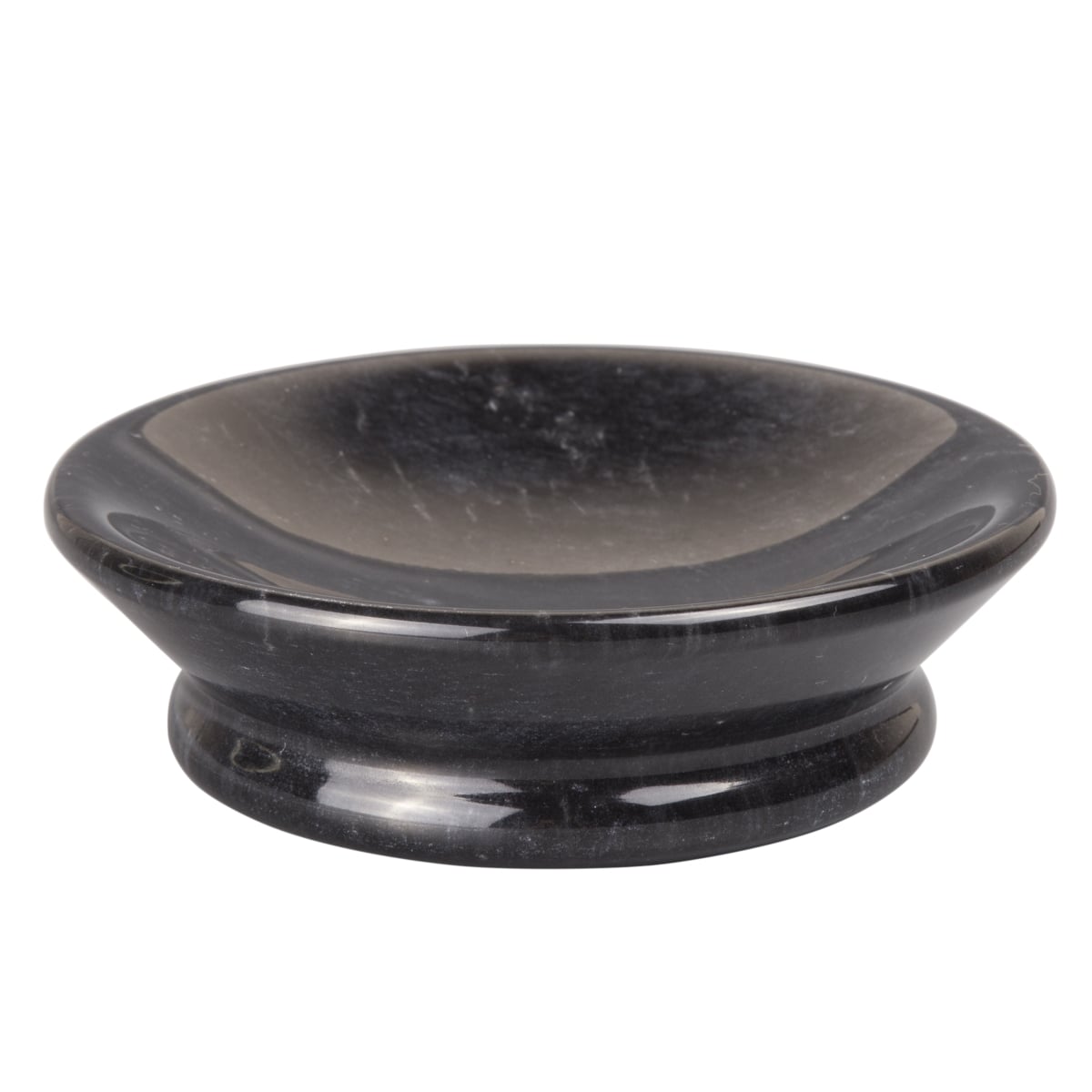 Marble Round Soap Dish Tray Holder, Natural Black