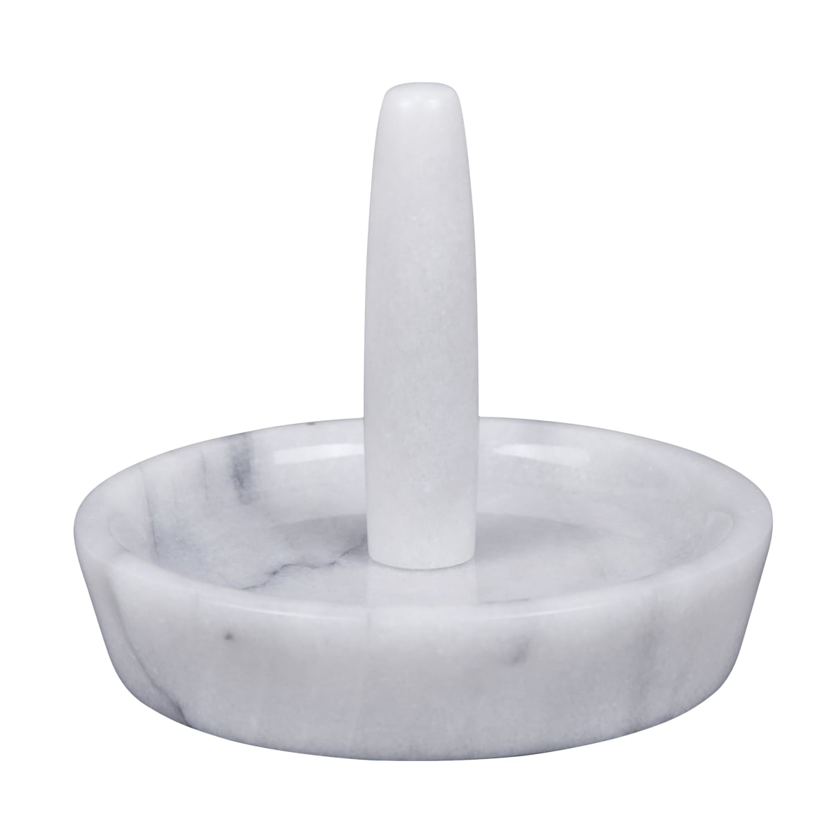 4.375 in. Marble Ring Holder with Accessory Organizer Tray, White