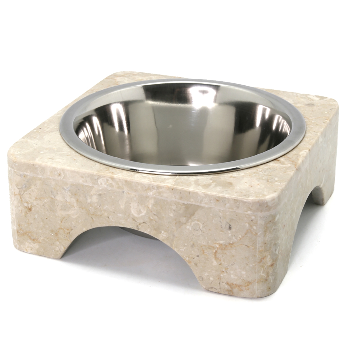 Picture of CREATIVE HOME 32698 Creative Home 1 Pint Natural Champagne Marble Pet Food Water Set with Removable Stainless Steel Bowl