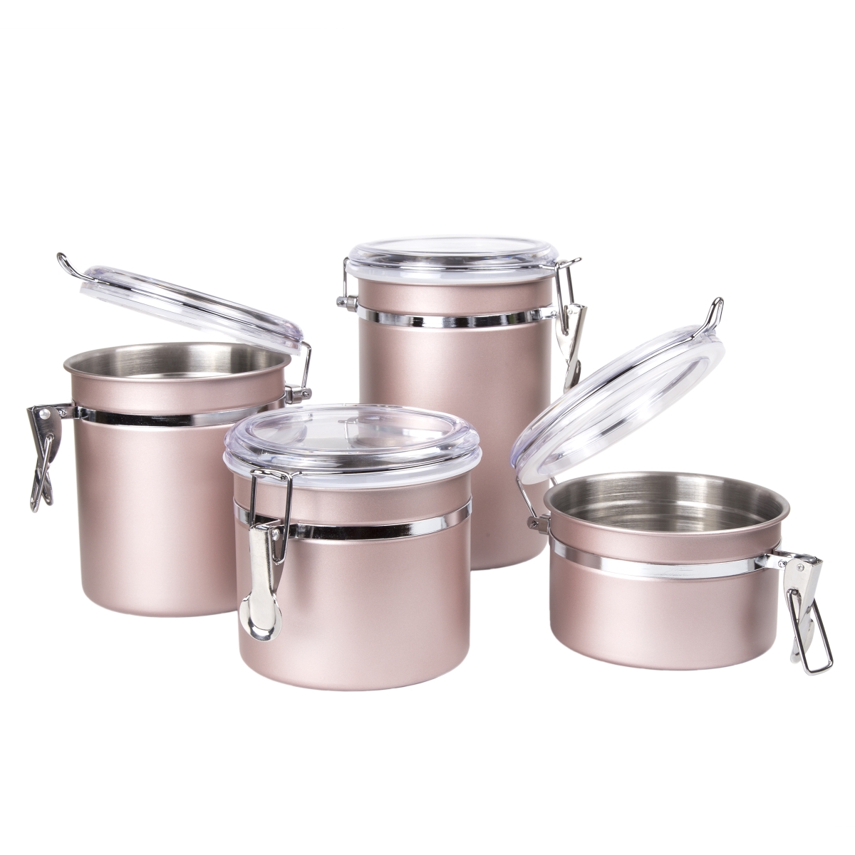 Picture of CREATIVE HOME 50259 Creative Home 4-Piece Stainless Steel Canister, Container Set with Air Tight Lid, and Locking Clamp, Rose Gold