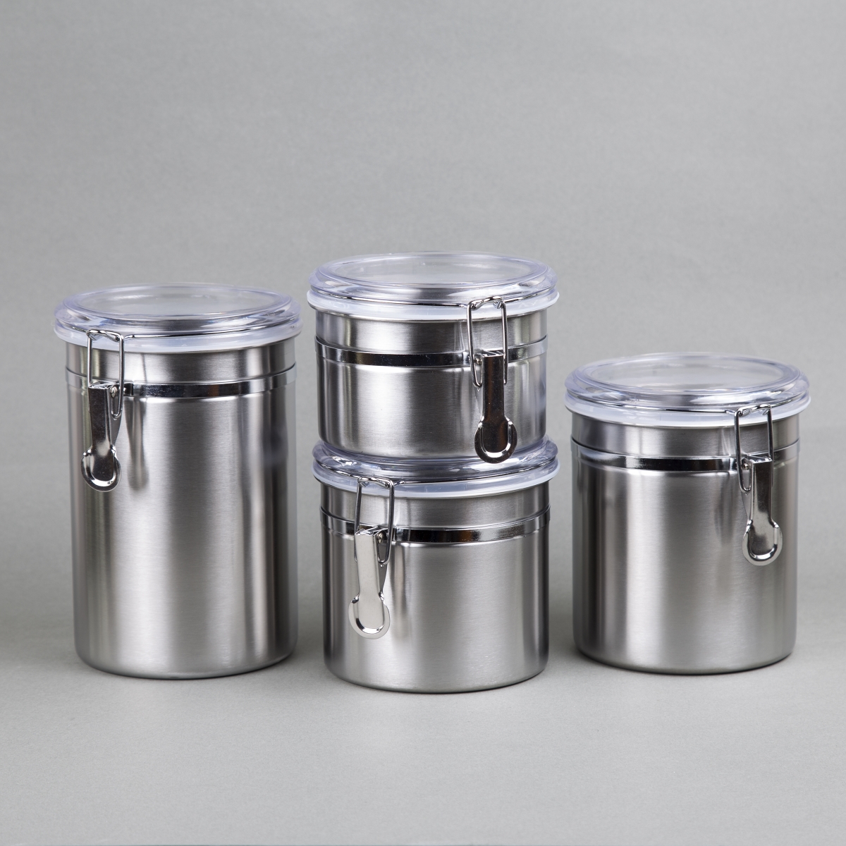 Picture of CREATIVE HOME 50274 Creative Home Set of 4 Pieces Stainless Steel Kitchen Storage Jar Container Canister with Clear Airtight Lid and Locking Clamp for Food&#44; Cookie&#44; Flour&#44; Sugar&#44; Storage