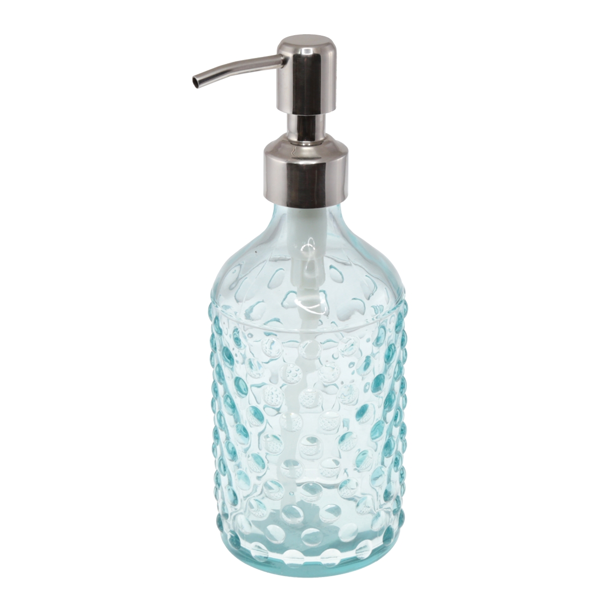 Creative Home Transparent Dot Glass Lotion, Liquid Soap Dispenser Hand Sanitizer Dispenser with Stainless Steel Pump, Sky Blue -  KD Cajonera, KD2576014