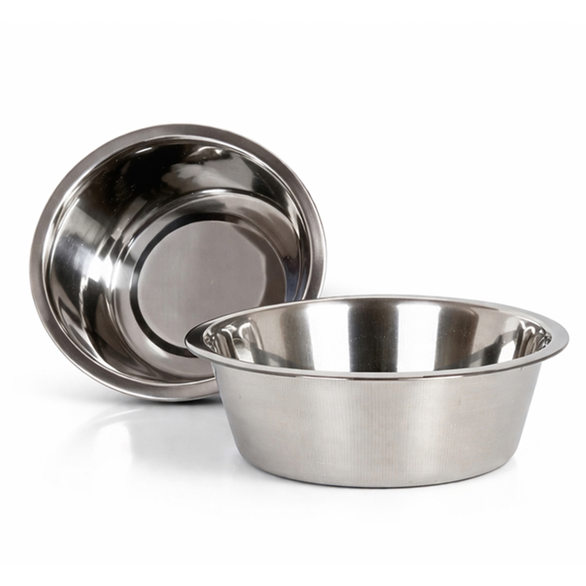 50370  Set of 2 Pieces Stainless Steel Dog and Cat Feeder Bowl Metal Pet Food Water Bowl, Satin Finish, 2.0 Quart