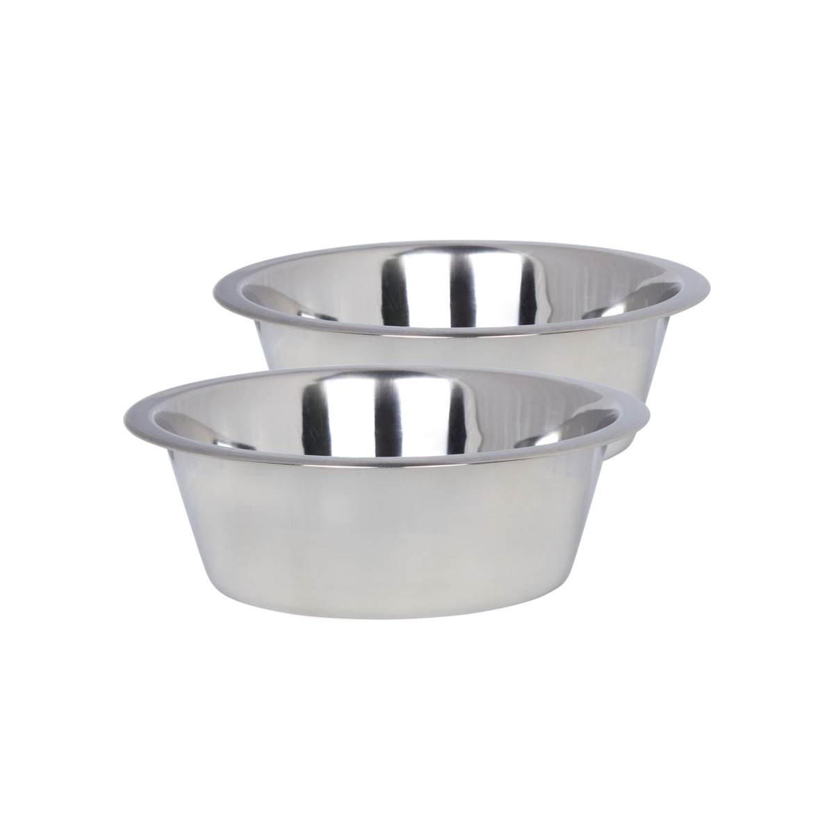 50371  Set of 2 Pieces Stainless Steel Dog and Cat Feeder Bowl Metal Pet Food Water Bowl, Satin Finish, 1.0 Pint