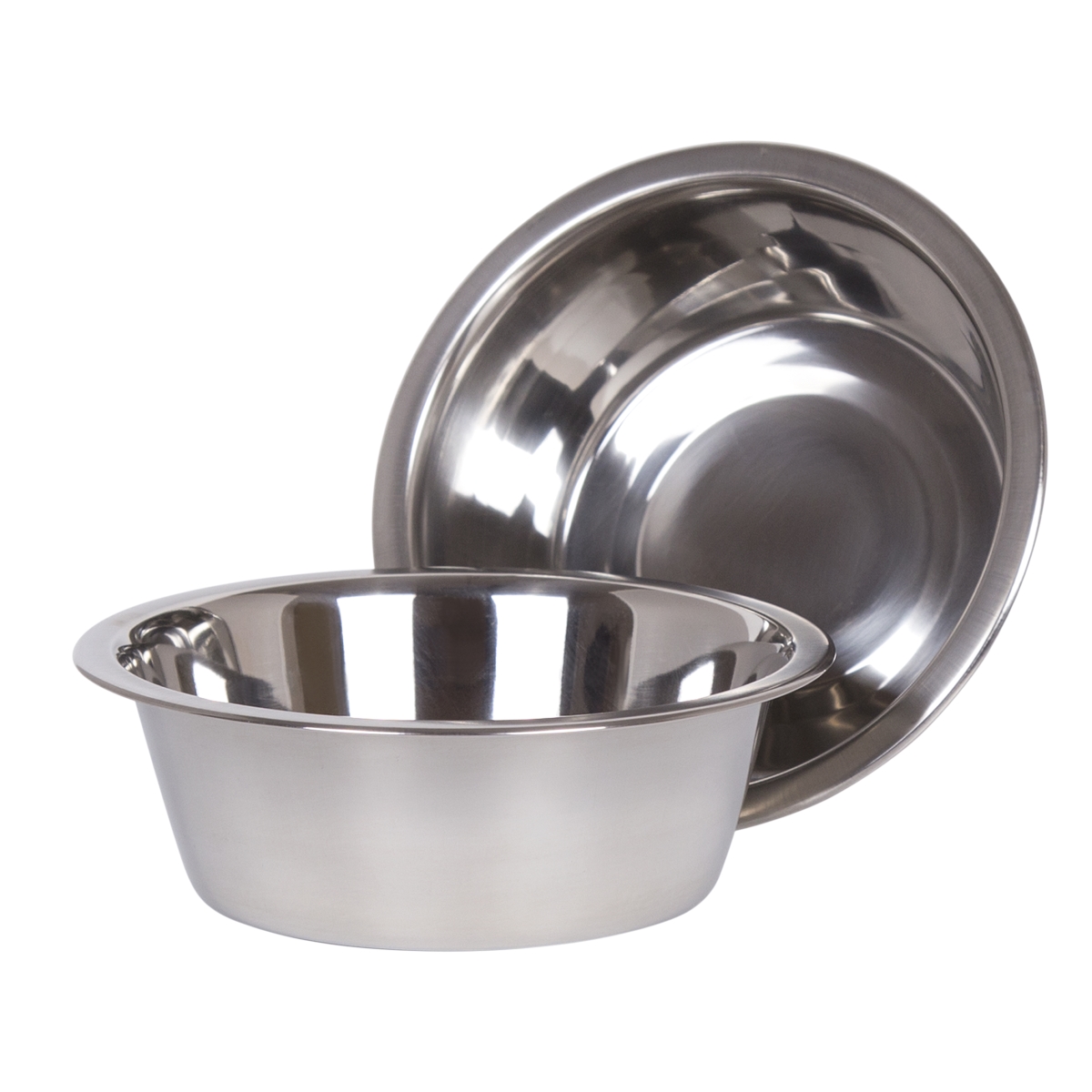 50409  Set of 2 Pieces Stainless Steel Dog and Cat Feeder Bowl Metal Pet Food Water Bowl, Satin Finish, 3.0 Quart