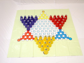 79 x 79 in. Giant Chinese Checkers with 45 Cone Shape Nylon Pieces, Red - Blue & Yellow