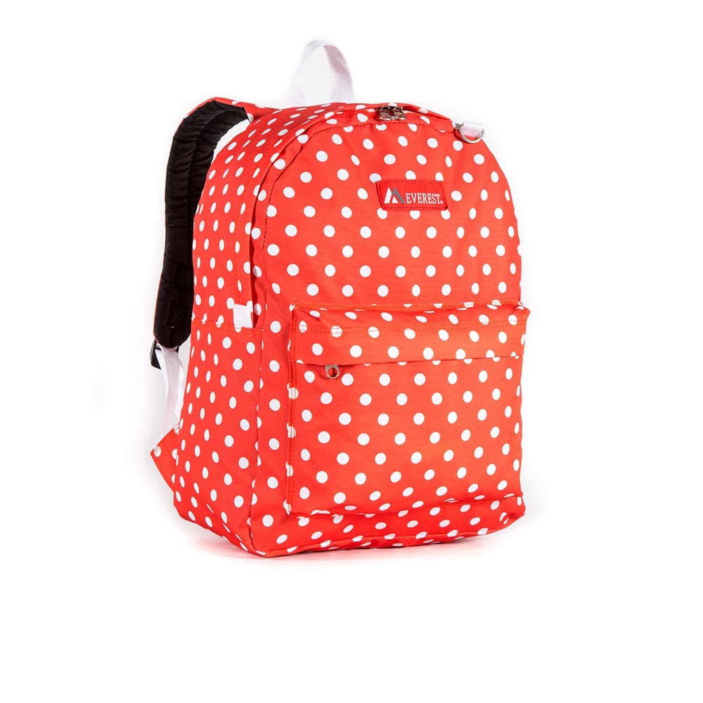 2045P-TANG-WHT DOT Classic Pattern Backpack, Tangerine & White Dot
