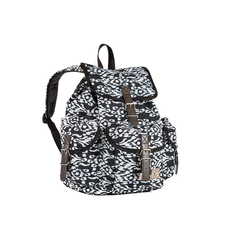 RS01P-BK-WHT IKAT Pattern Rucksack, Black & White Ikat