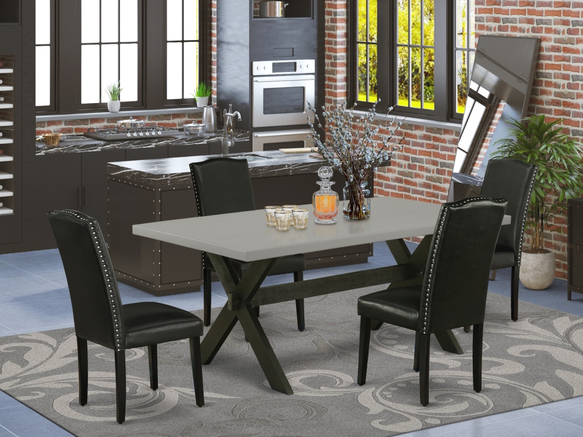 5 Piece X-Style Dining Room Set - Black & Cement