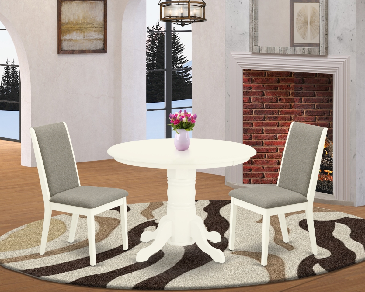3 Piece Shelton Wood Dining Table Set - Shitake & Linen White