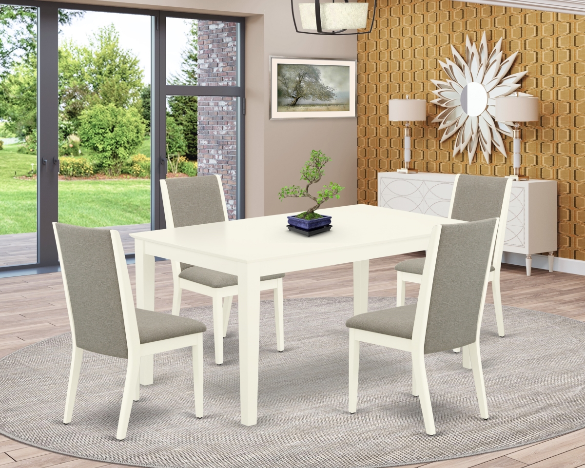 5 Piece Capri Rectangular Kitchen Table Set - Shitake & Linen White
