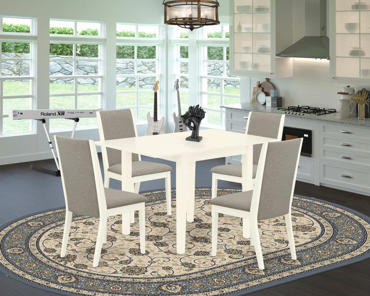 5 Piece Norden Kitchen Table Set - Linen White & Shitake