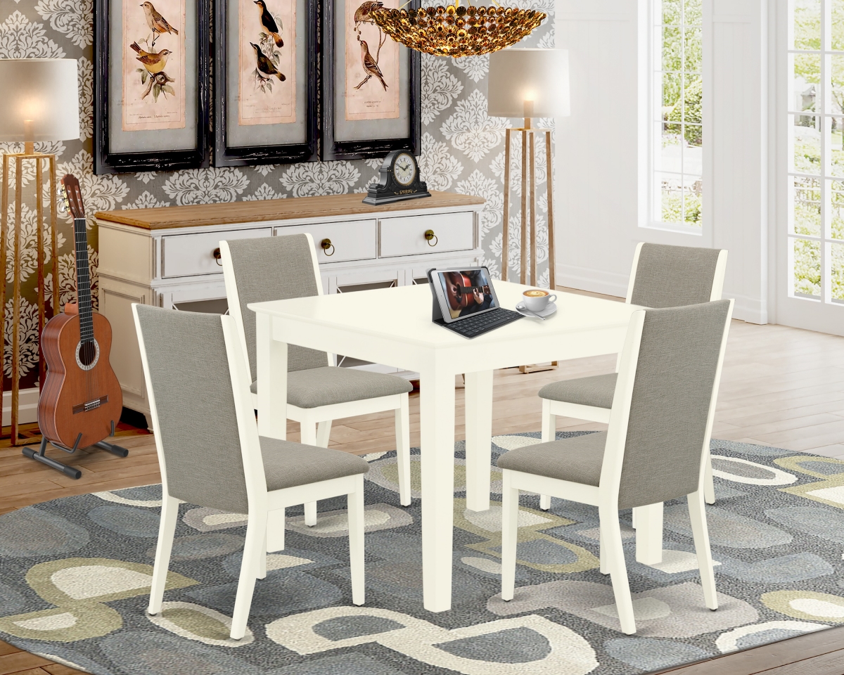 5 Piece Oxford Dining Room Set - Linen White & Dark Khaki
