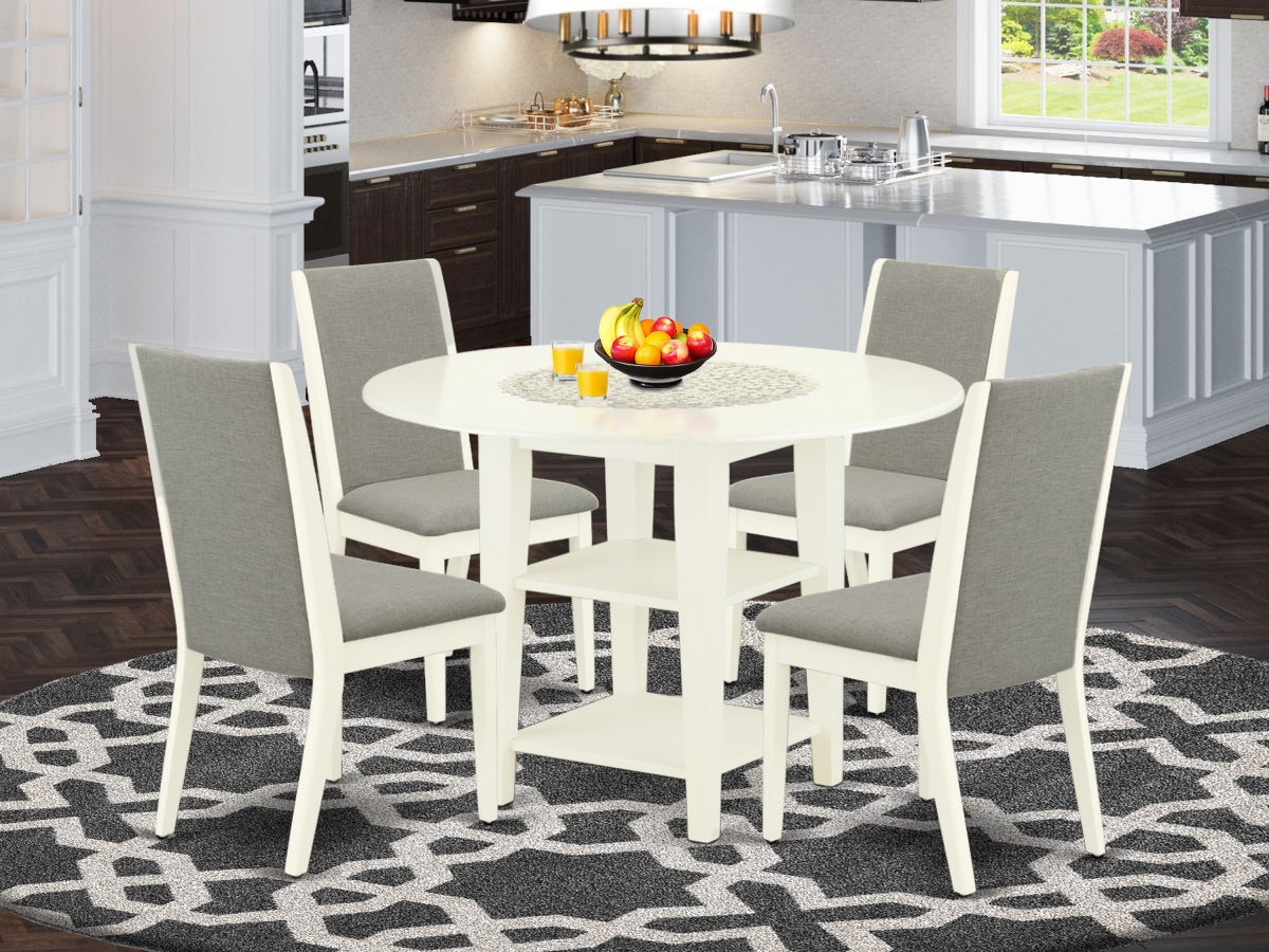 5 Piece Sudbury Small Dining Table Set - Linen White & Shitake