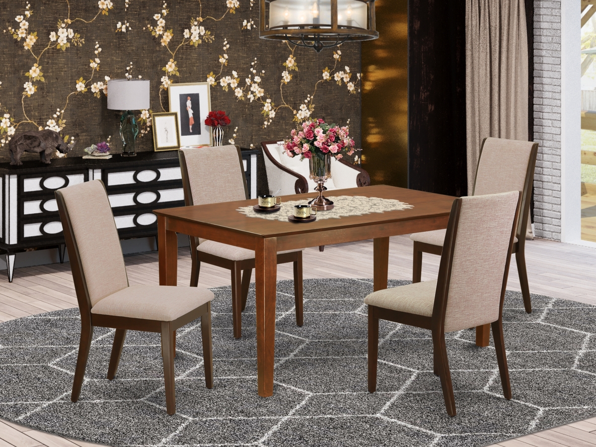 5 Piece Capri Rectangular Dinette Set - Light Tan & Mahogany