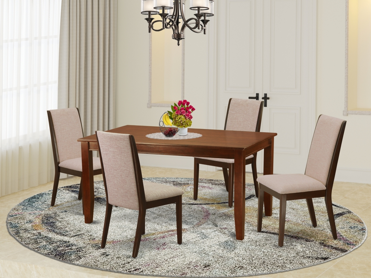 5 Piece Dudley Small Dining Table Set - Mahogany & Light Tan