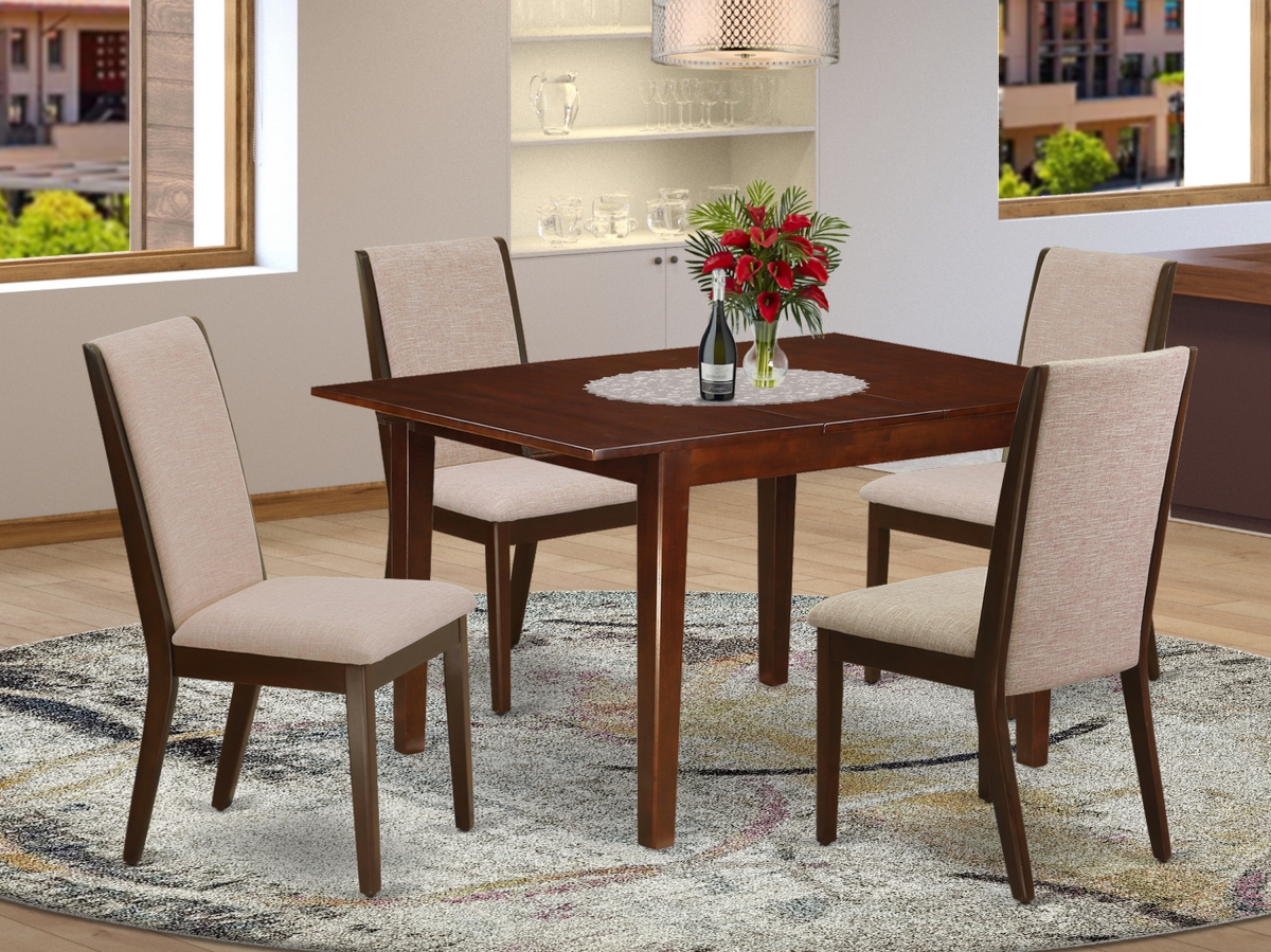 5 Piece Milan Small Dining Table Set - Mahogany & Light Tan