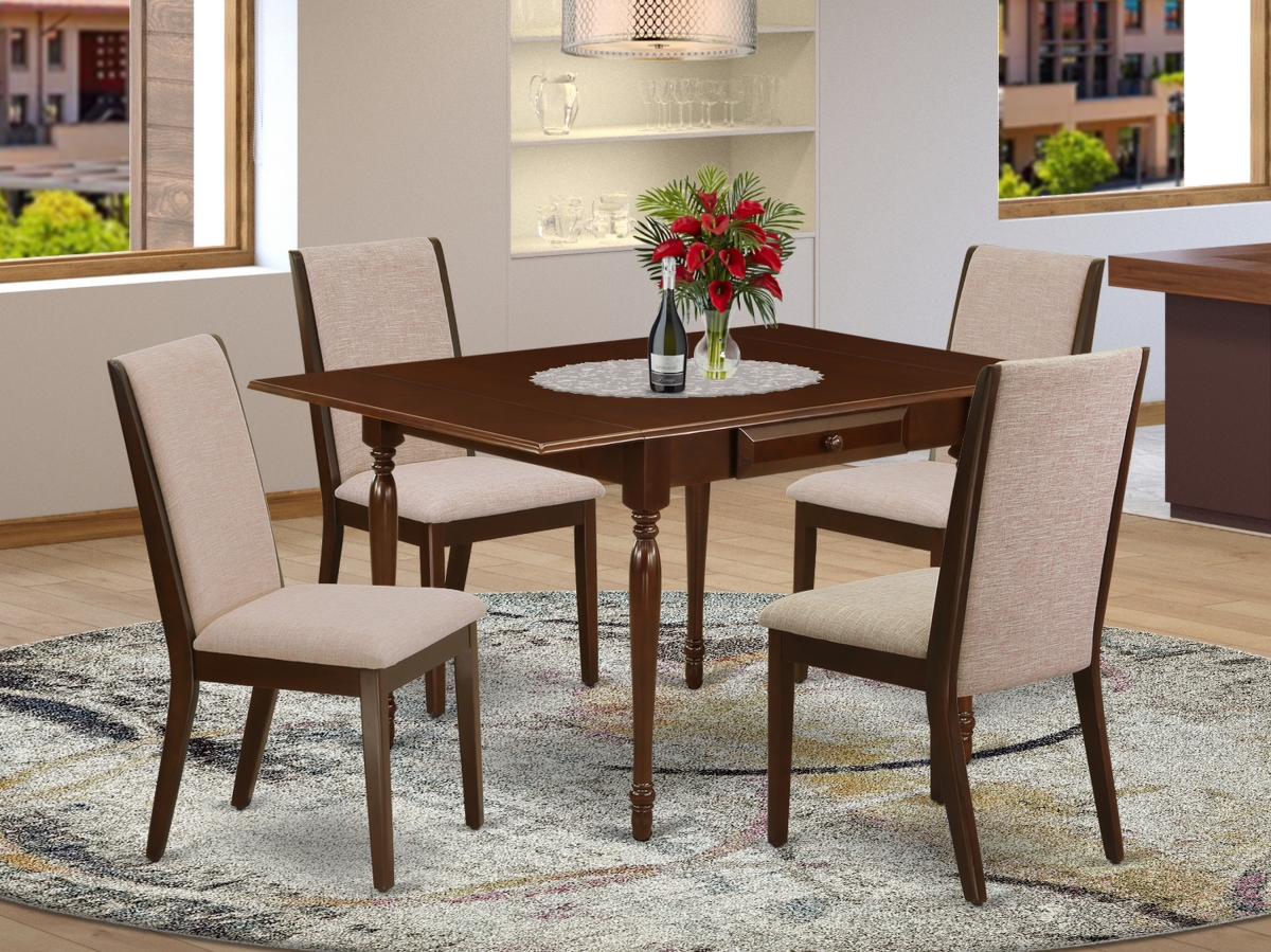 5 Piece Monza Dining Room Set - Mahogany & Light Tan