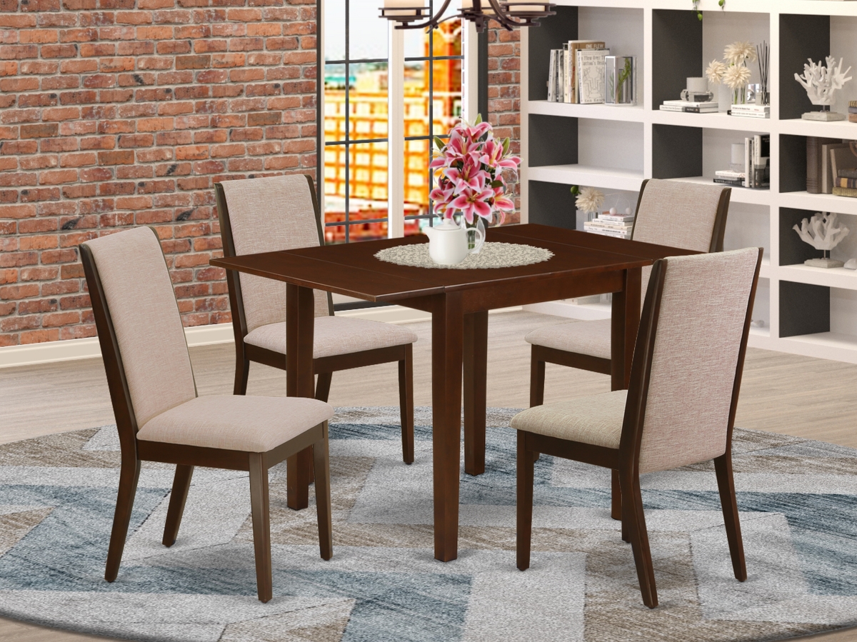 5 Piece Norden Dining Room Table Set - Mahogany & Light Tan