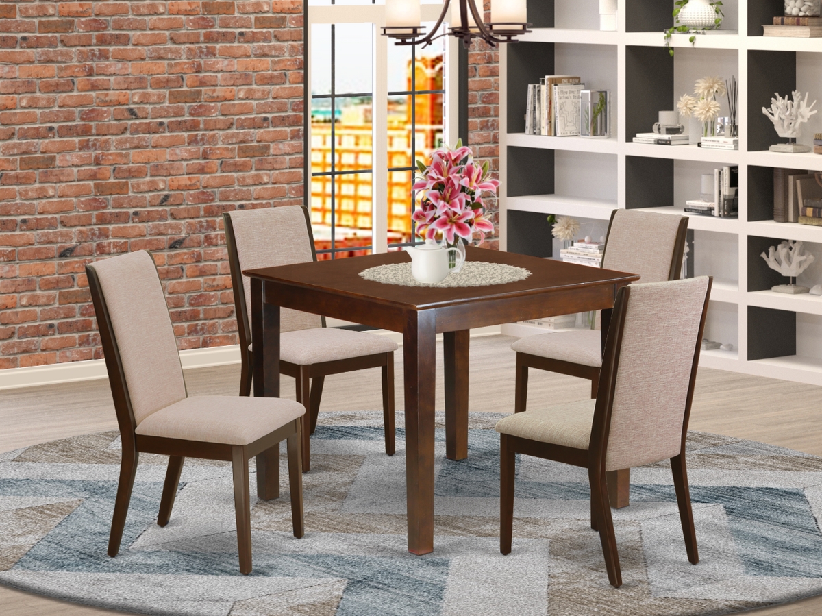 5 Piece Oxford Kitchen Furniture Set - Mahogany & Light Tan