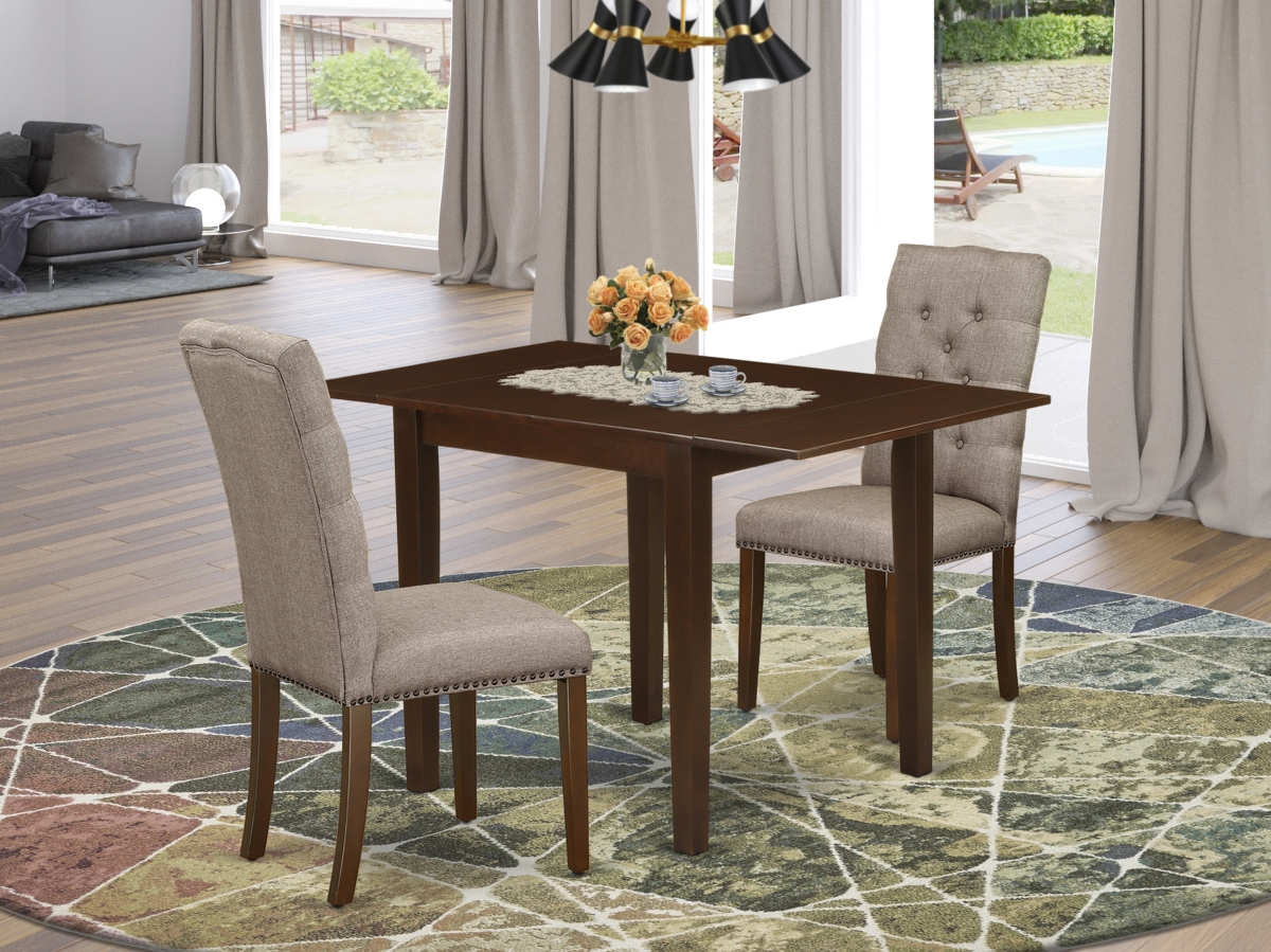 3 Piece Norden Dining Table Set - Dark Khaki & Mahogany