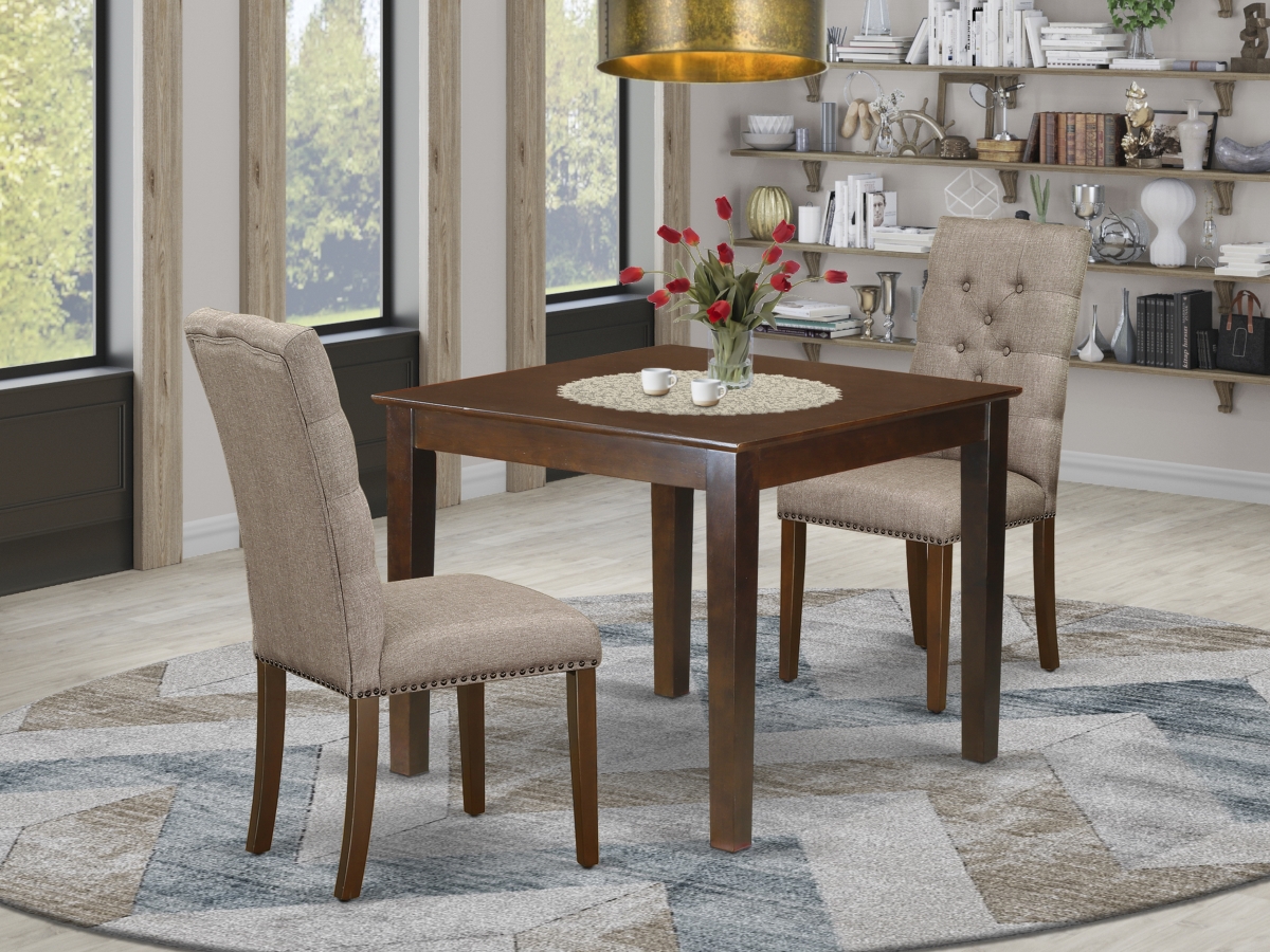 3 Piece Oxford Dining Set - Dark Khaki & Mahogany