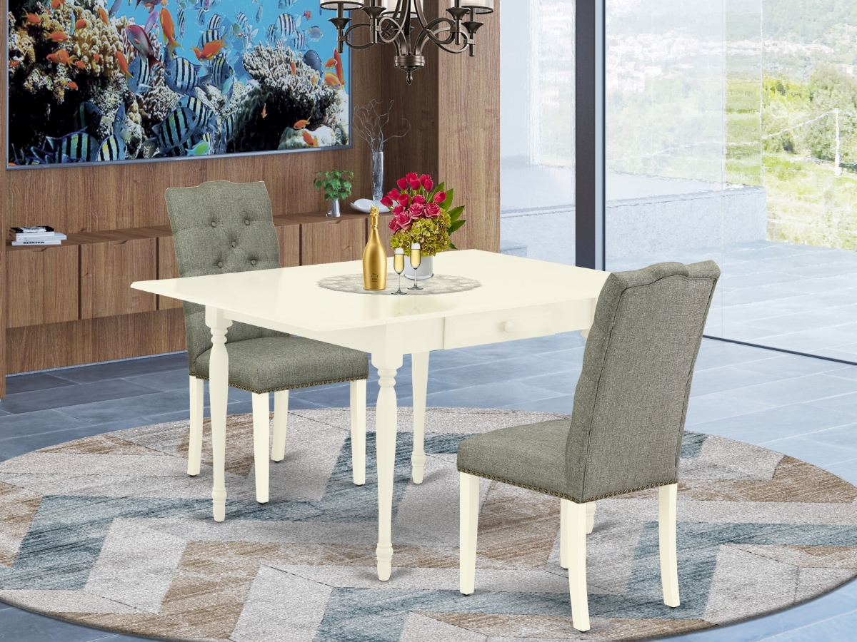 3 Piece Monza Dining Set - Smoke & Linen White