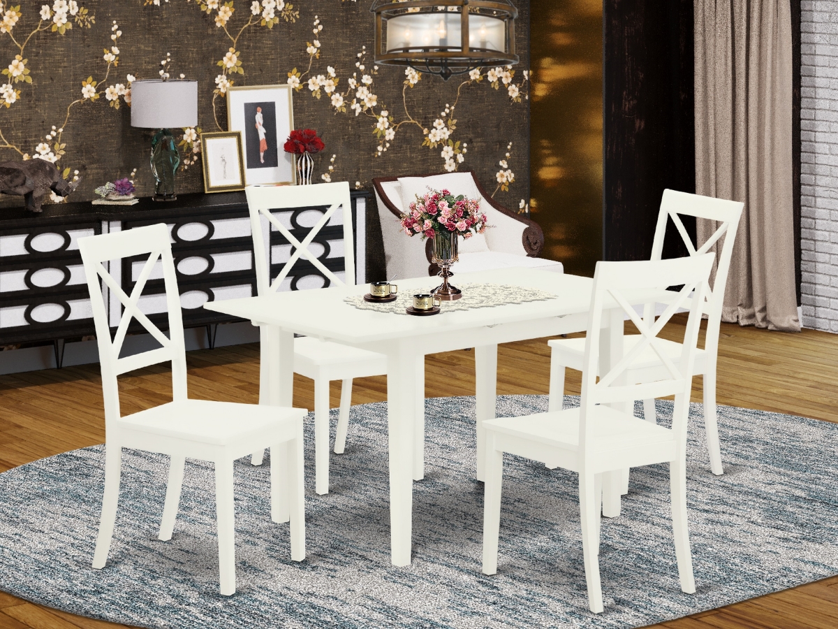 5 Piece Norfolk Wooden Dining Table Set - Linen White