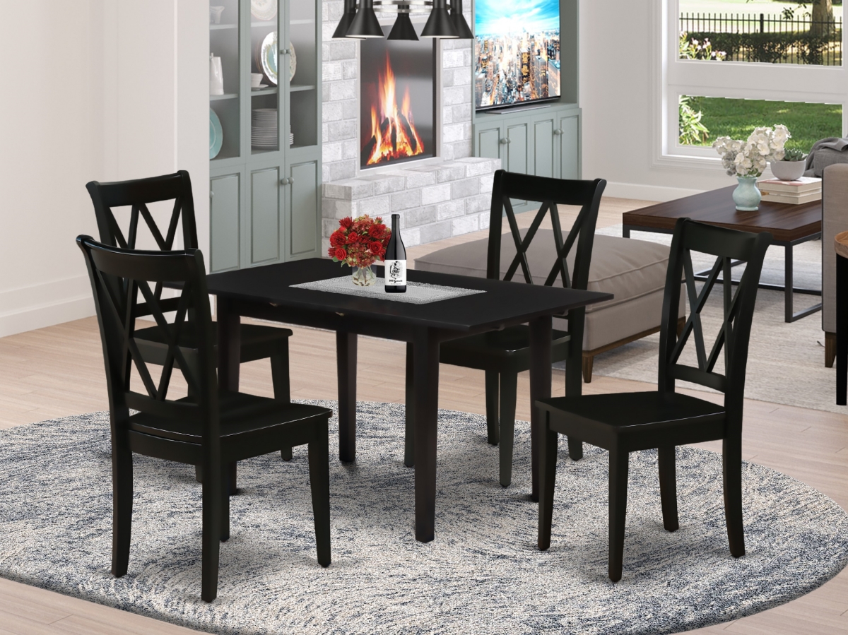 5 Piece Norfolk Wood Dining Table Set - Black