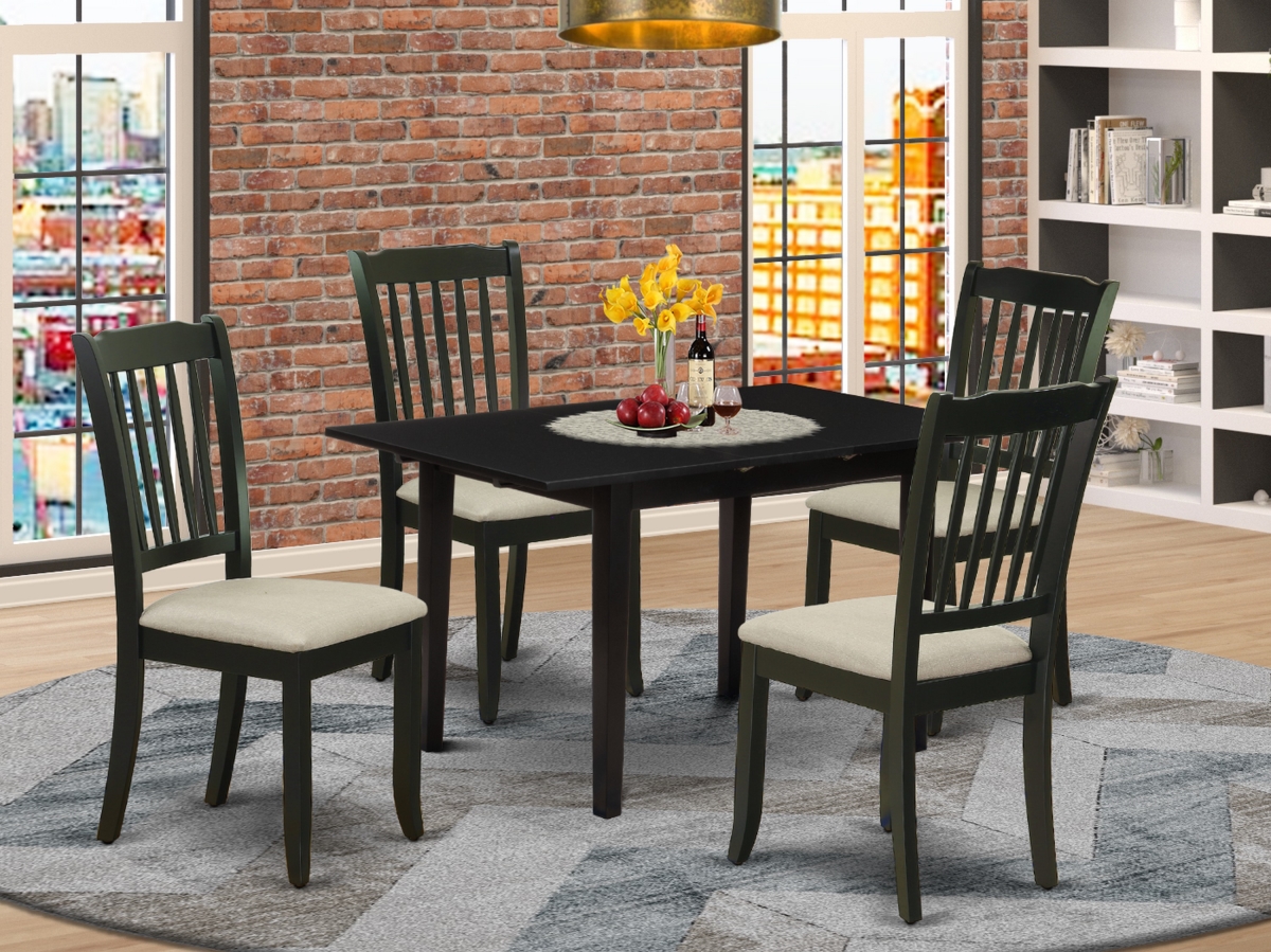 5 Piece Norfolk Mid Century Dining Table Set - Black