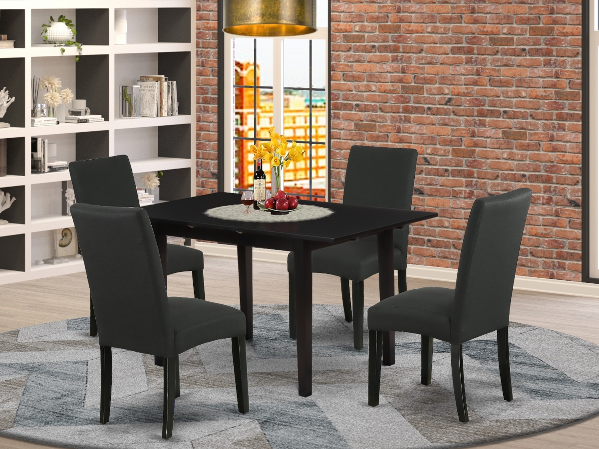 5 Piece Norfolk Mid Century Dining Table Set - Black