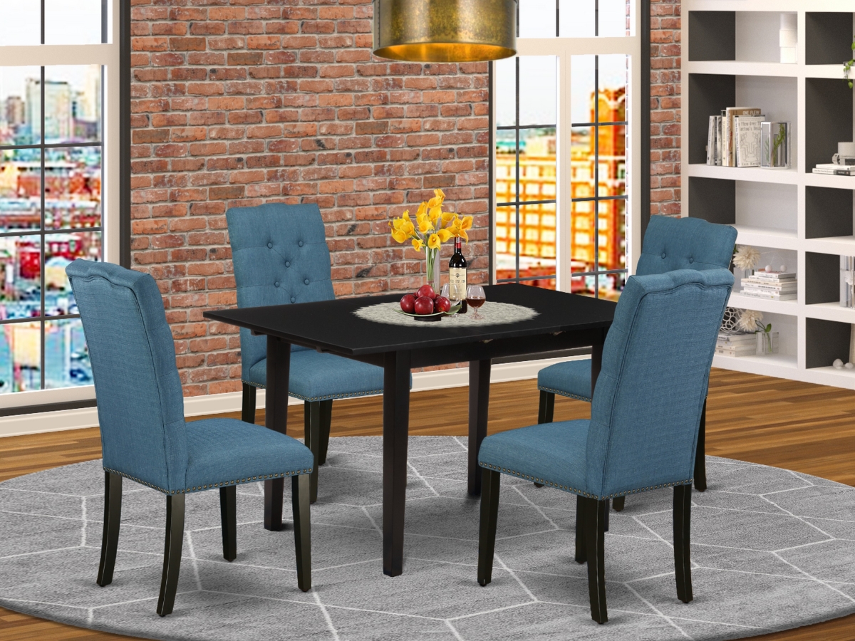 5 Piece Norfolk Mid Century Dining Table Set - Black