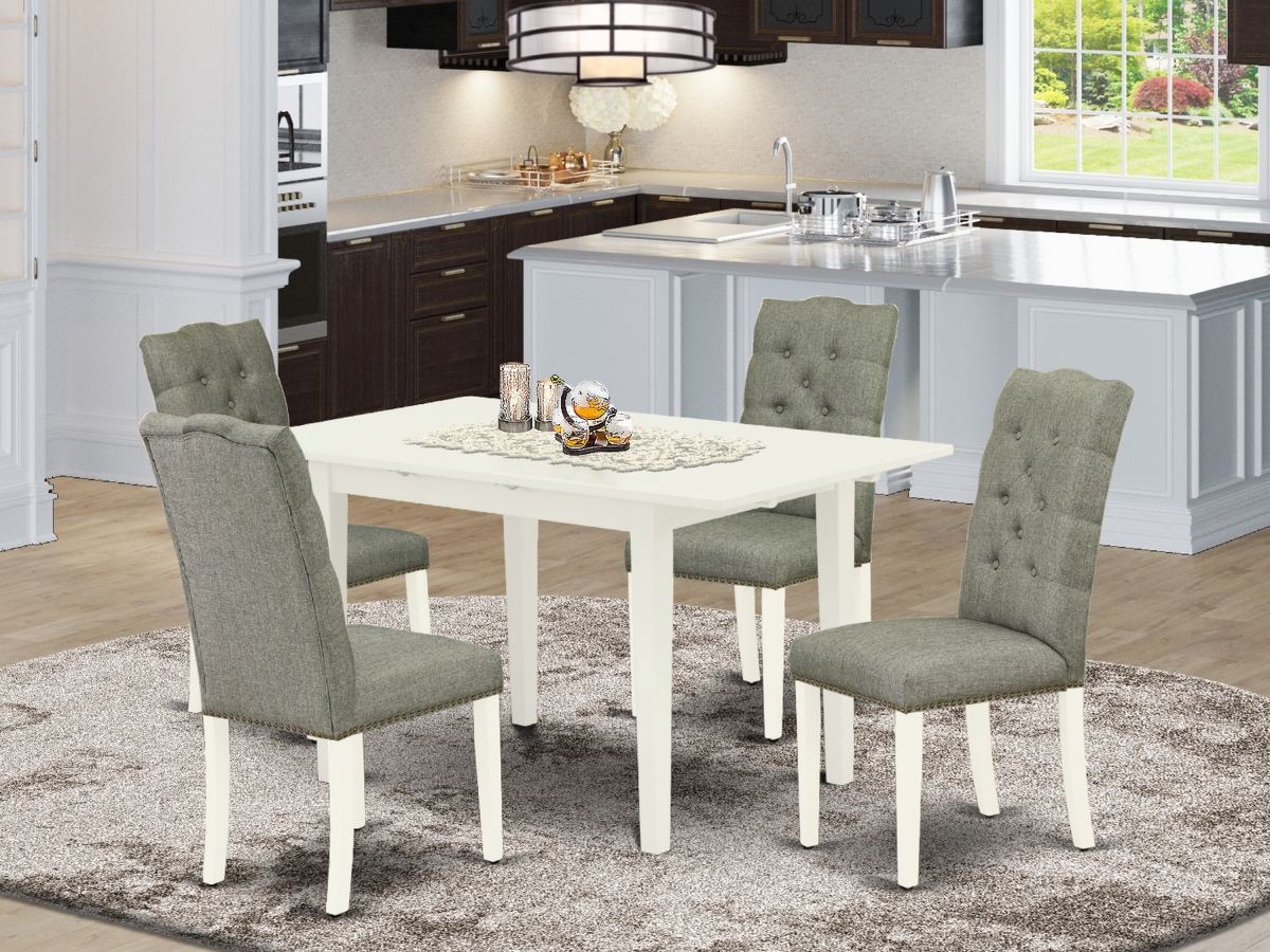 5 Piece Norfolk Kitchen Dining Table Set - Linen White