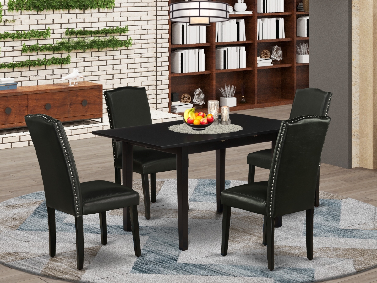 5 Piece Norfolk Mid Century Dining Table Set - Black