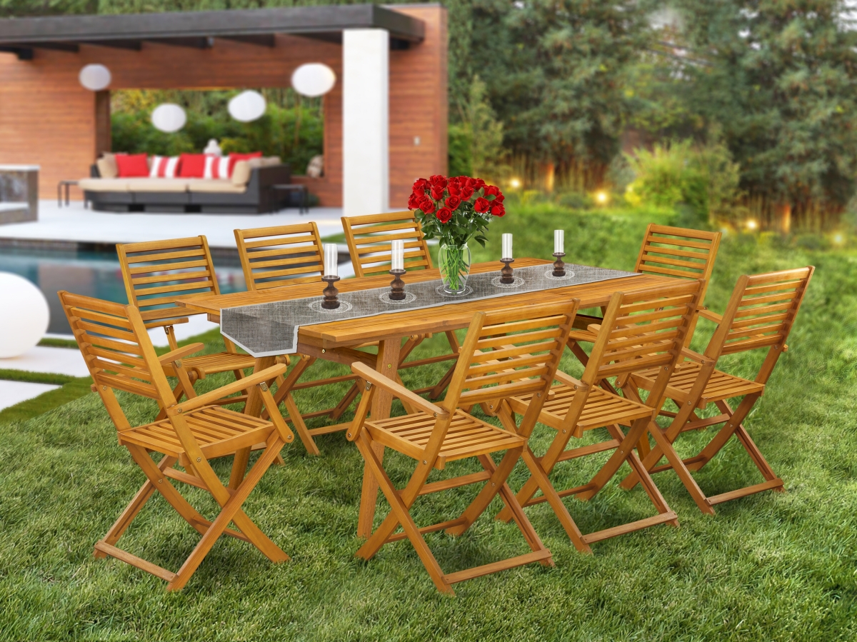 9 Piece Denison Dining Table Set - Natural Oil