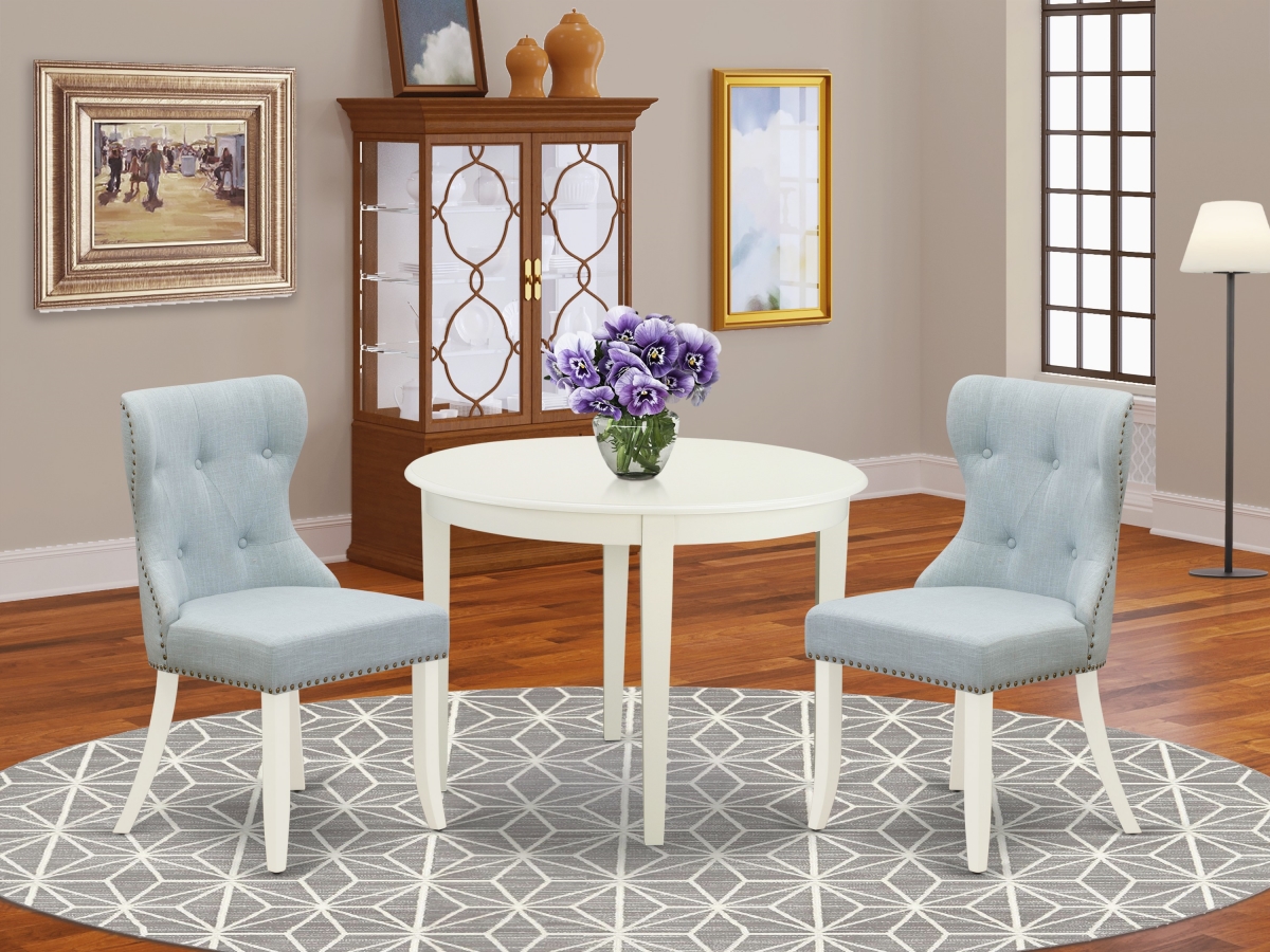 Boston Kitchen Table Set - Linen White & Baby Blue, Set of 2