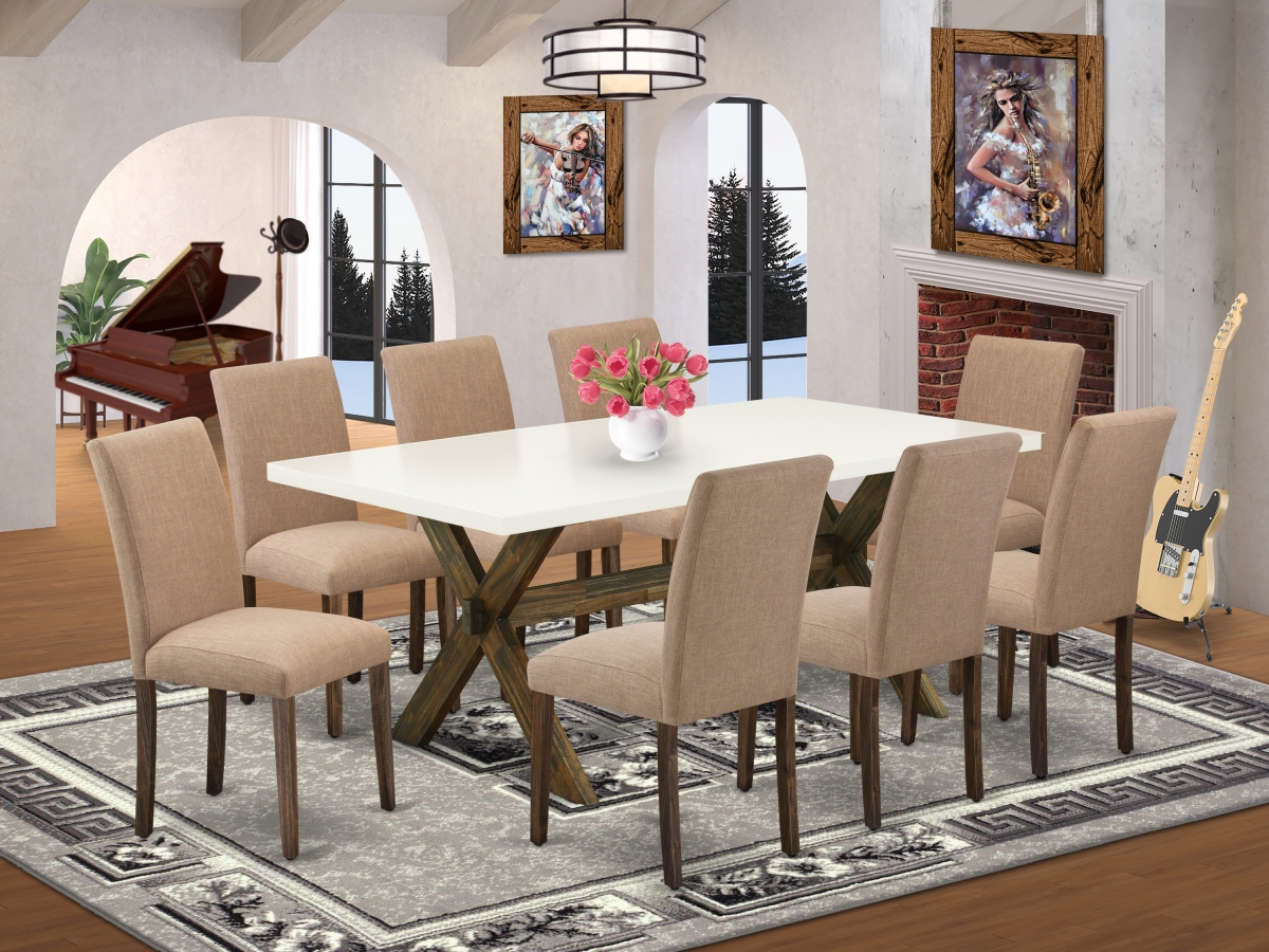 9 Piece X-Style Dining Room Set - Distressed Jacobean