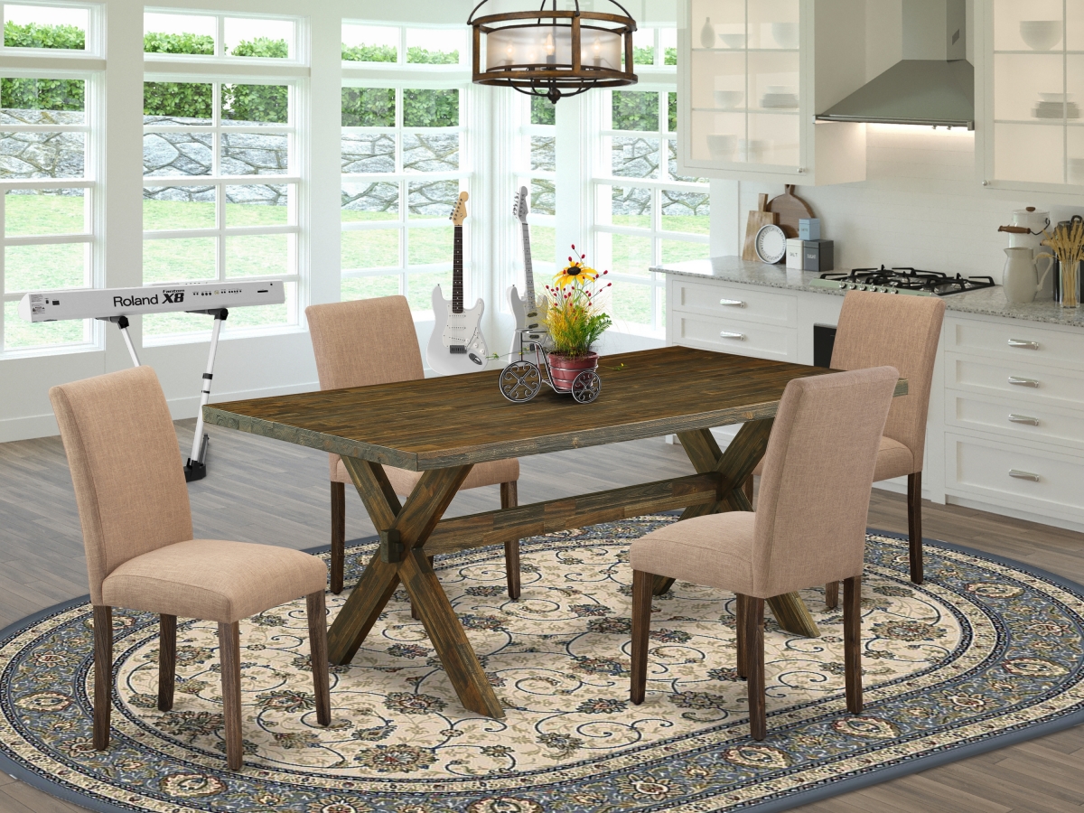 5 Piece X-Style Kitchen Table Set - Distressed Jacobean