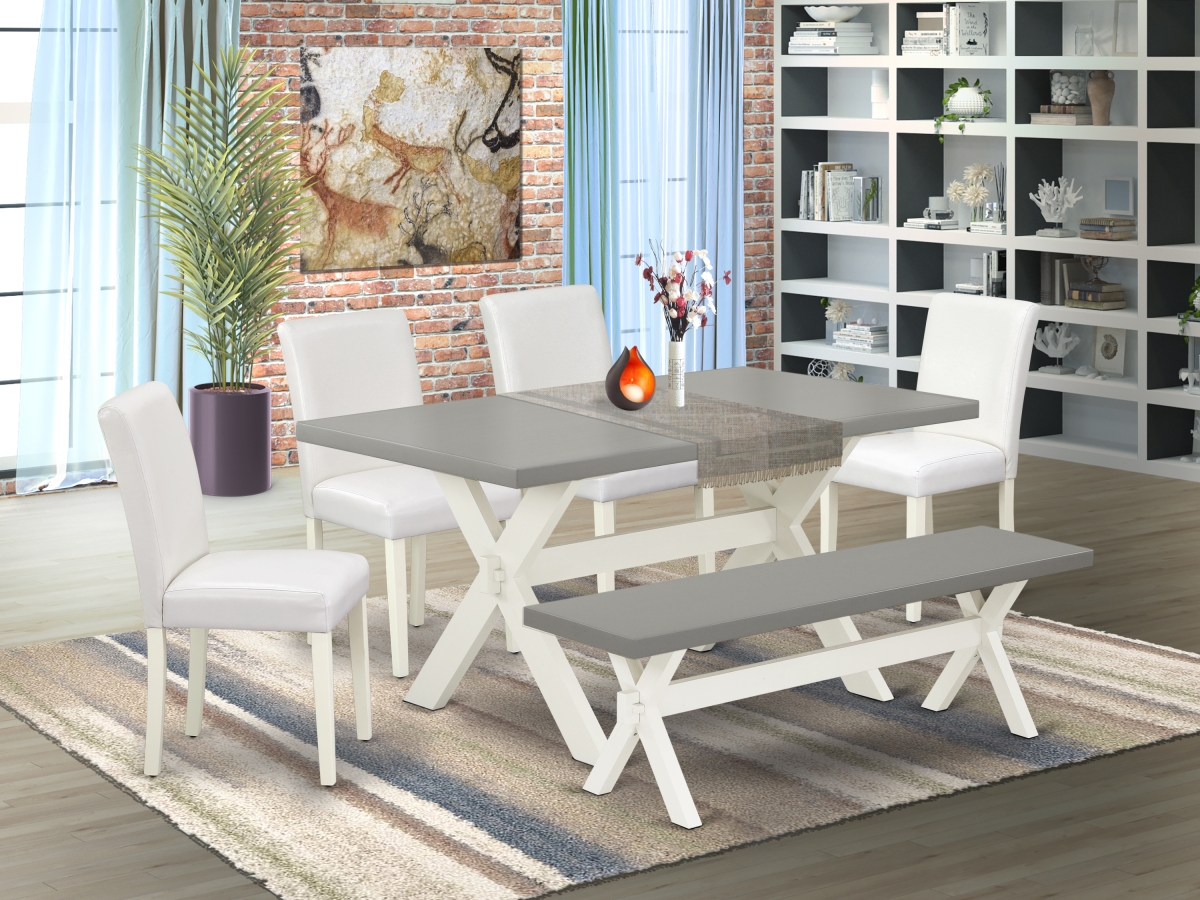 6 Piece X-Style Amazing Dining Table Set - Linen White