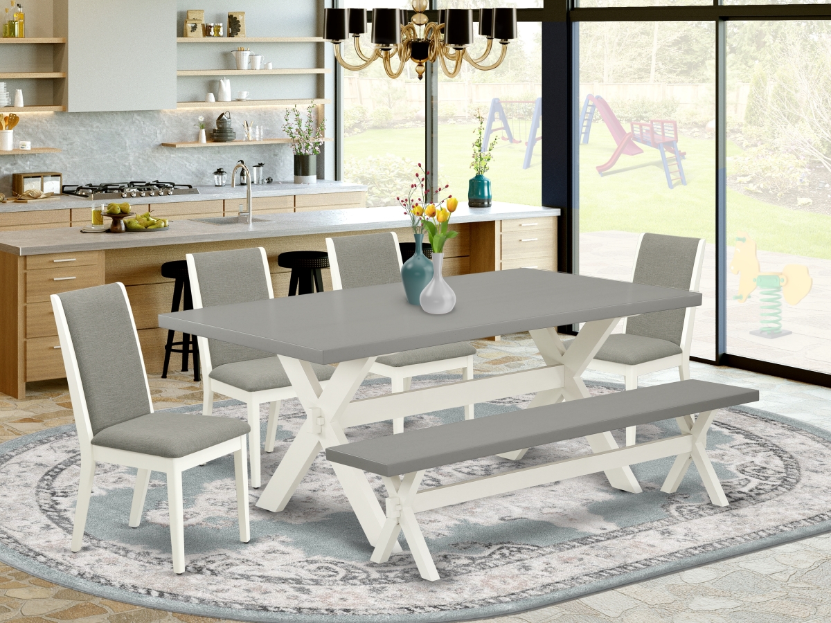 6 Piece X-Style Gorgeous Rectangular Table Set - Linen White