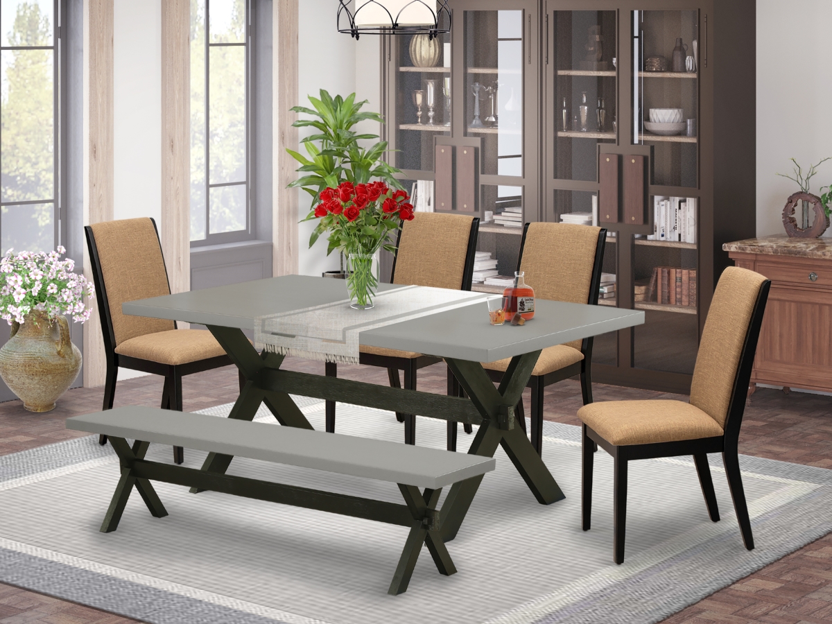 6 Piece X-Style Amazing Dinette Set - Wire Brushed Black