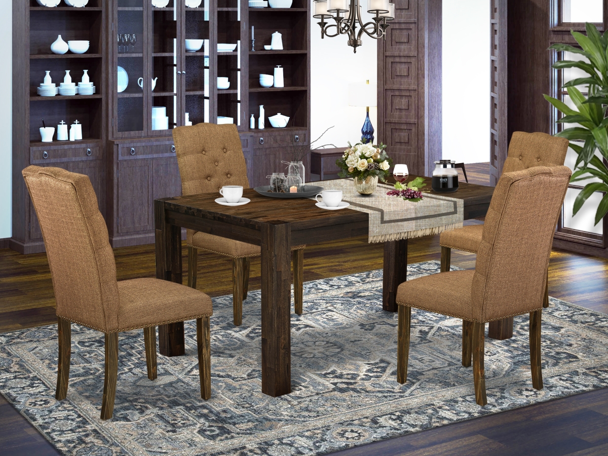 5 Piece Celina Dining Room Table Set - Distressed Jacobean