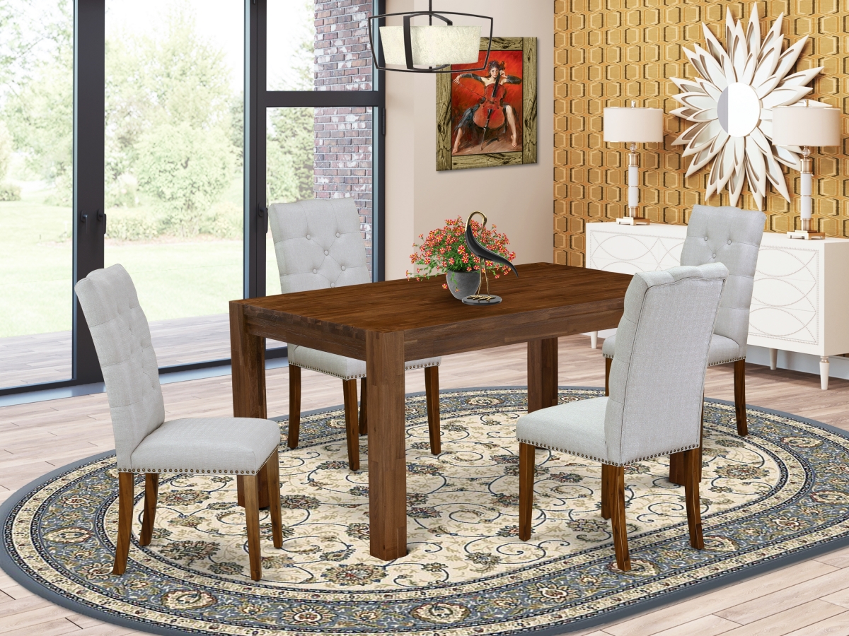 5 Piece Celina Dining Room Table Set - Sand Blasting Antique Walnut
