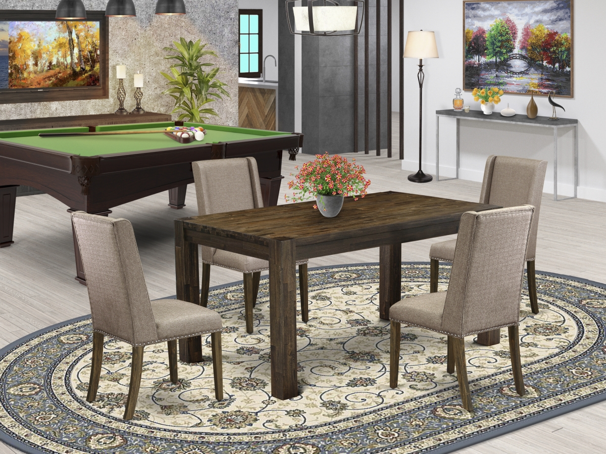 5 Piece Celina Dining Room Table Set - Distressed Jacobean