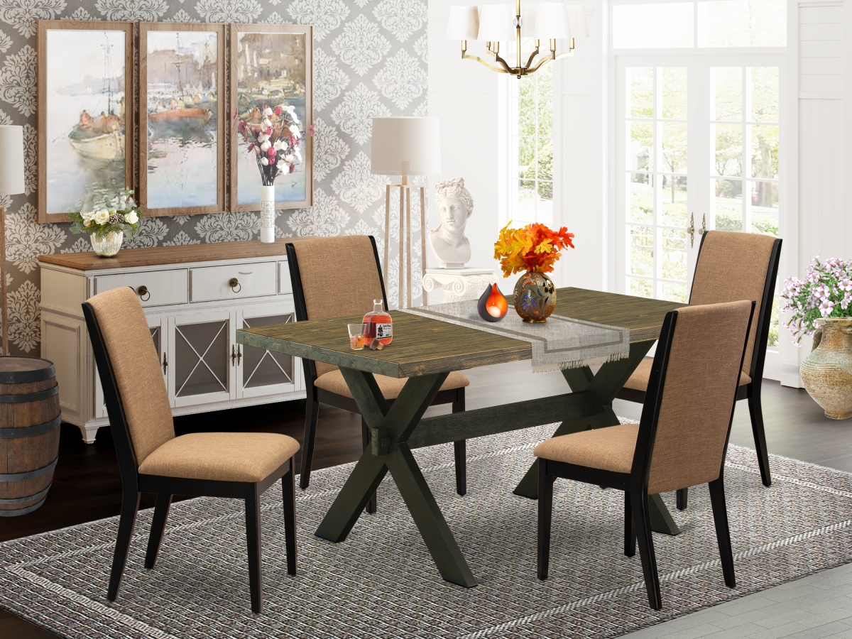 5 Piece X-Style Beautiful Kitchen Table Set - Wire Brushed Black
