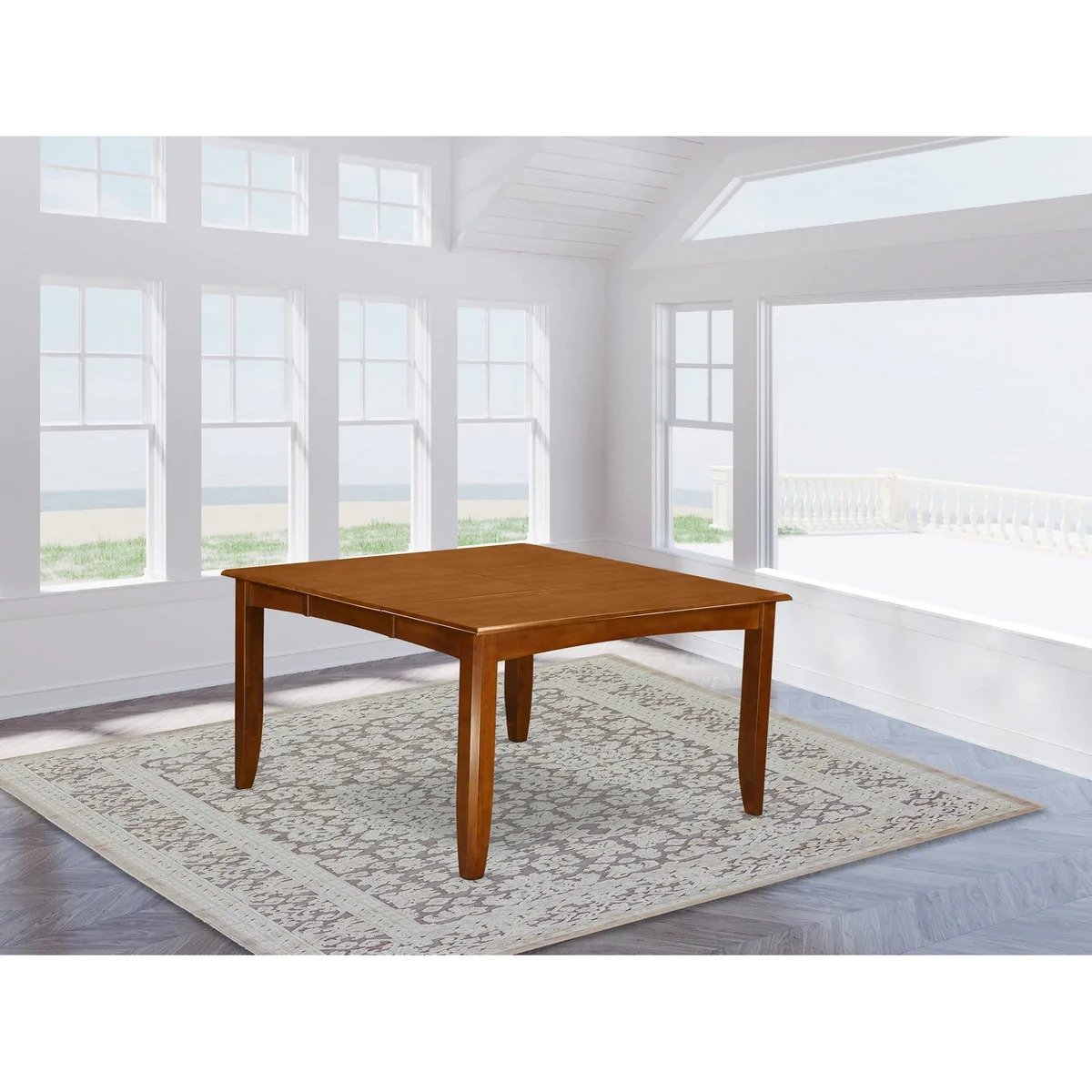 PFT-SBR-TL Parfait Square Dining Table with 18 in. Butterfly Leaf, Saddle Brown -  East West Furniture